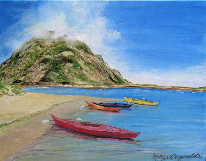 Kayaks at Morro Rock, Morro Bay, CA